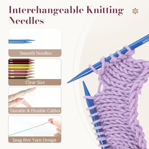 Yarniss 18 Pairs Circular Knitting Needles with Swivel Cable,US Sizes 0-15