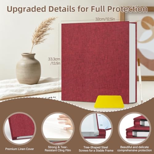 Popotop Photo Album Self Adhesive Scrapbook Album for 4x6 5x7 8x10 Pictures DIY Photo Book as Scrapbooking Supplies Kits, Birthday Gifts for Women Mom Wedding Baby Family Travel