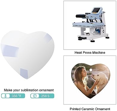 PYD Life 25 PCS Sublimation Blanks Ornaments Ceramic White 3" Heart Shaped