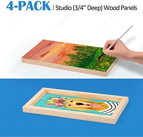 Falling in Art 4 Pack 6x12’’ Unfinished Birch Wood Panels Kit for Painting