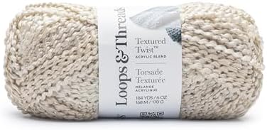 Loops & Threads Textured Twist Yarn - Yarn for Knitting, Crochet, Weaving, and Arts & Crafts - Linen, Acrylic Blend, 6 oz