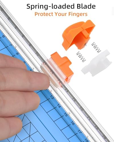 Firbon A5 Paper Cutter, Small Straight Paper Trimmer with Side Ruler | Blue Compact Design | Cuts Photo, Cardstock, Labels & Coupons | Portable Desktop Slicer | Scrapbooking & Craft Projects