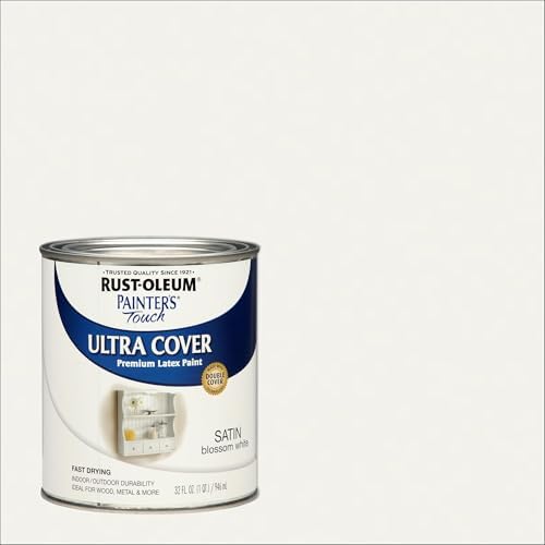 Rust-Oleum 267330 Painter's Touch Latex Paint, Quart, Satin Blossom White