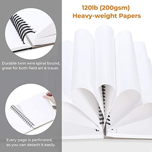 Ohuhu 8.3"x8.3" Mix Media Pad Art Sketchbook 62 Sheets for Painting Drawing | Square Sketch Book - 120 LB/200 GSM Heavyweight Paper - Spiral-Bound Mixed Media Paper for Watercolor Acrylic Christmas Gift