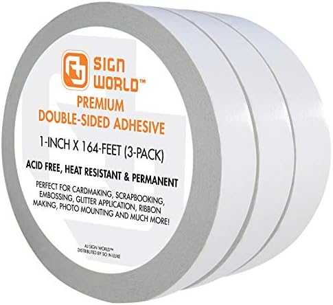 Best 1" (3-Pack) Ultra-Thin Permanent Double-Sided Tape for Arts, Crafts, Photography, Scrapbooking, Tear-by-Hand, Paper Backing, Documents, All Purpose (1-Inch x 164-Feet)
