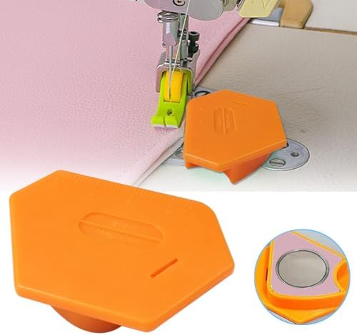 Magnetic Seam Guide for Sewing Machine, Multi-Purpose Tool Polygonal Strong Magnetic Gauge, Multifucntional Seam Guide Hemmer with Scale, Sewing Accessories and Supplies (Orange)