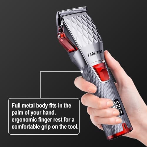 FADEKING® Professional Hair Clippers for Men - Cordless Hair Clippers, LCD Display Barber Clippers for Hair Cutting & Mens Grooming with Travel Case