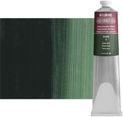 Lukas 1862 Professional German Oil Paint, Green Earth 200 mL - w/Beeswax & Non-Yellowing Sunflower Oil, Short Drying Time, Smooth, Outstanding Lightfastness