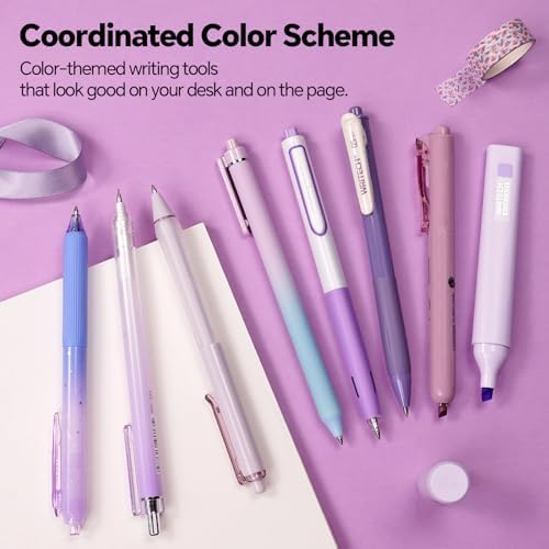 WRITECH Gel Pens Journaling Highlighters: Purple Pastel All-in-One Set 8ct
