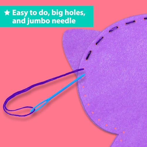 KRAFUN Beginner Sewing Kit, Sew Kitten & Mouse, Pre-Cut Felt, Kids Ages 5+