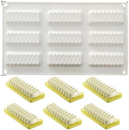Silicone Mold for Baking Cakes,Soap Molds,Flower Shape Silicone Molds for Homemade French Dessert Mold for Pastry Chocolate,Jelly Chocolate Mold ＆ Ice Cube Tray (B_ Long Wave Shape)