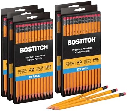 Bostitch Office Premium #2 Pencils, American Cedar Wood, Pre-Sharpened, HB Graphite, 60-Pack