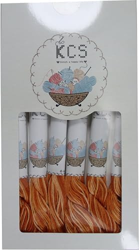 KCS Big skeins of 25 Meters Size 25 Color Variegated Cross Stitch Stranded Threads,6 skeins,4124
