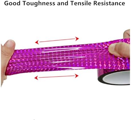 Self-Adhesive Holographic Reflective Tape Prism Tape Holographic Reflective Tape for Keep Birds Away, Craft Projects, DIY Art, Home, Daily Use (Pink, 2 Inch x 55 Yard)
