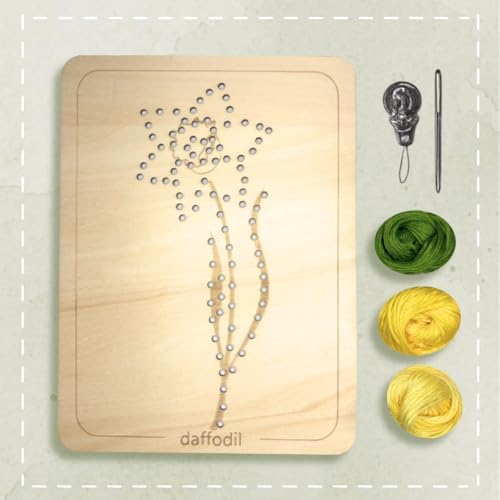 Wooden Flower Lacing Embroidery Kits for Beginners, Set of 5 Learn-to-Stitch Craft Boards, Sewing & Embroidery Art Kits for Kids Ages 8+, DIY Craft Projects, Educational Gifts, Party Favors (Spring)