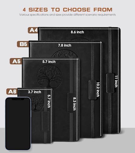Biuwory Leather Journal Notebook, 256 Thick Lined Pages, Hardcover 8.6"×11" | A4 Large Vintage Journal for Women Men,Work,School,Business,Travel Diary,Note taking,College Ruled Writing,Daily Journaling