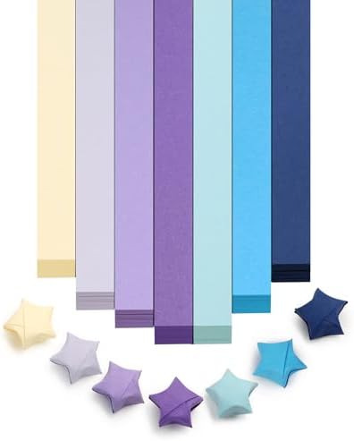 FoDau770 Solid Color Star Paper Strips - 1080 Sheet, Blue & Purple Series