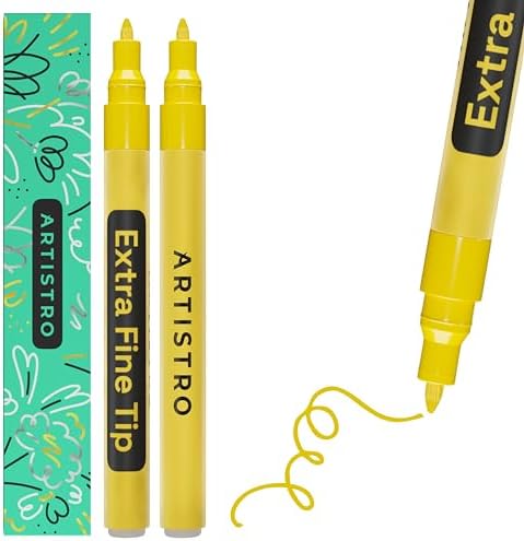 ARTISTRO Yellow Acrylic Paint Markers - 0.7mm Extra Fine-Tip - Set of 2