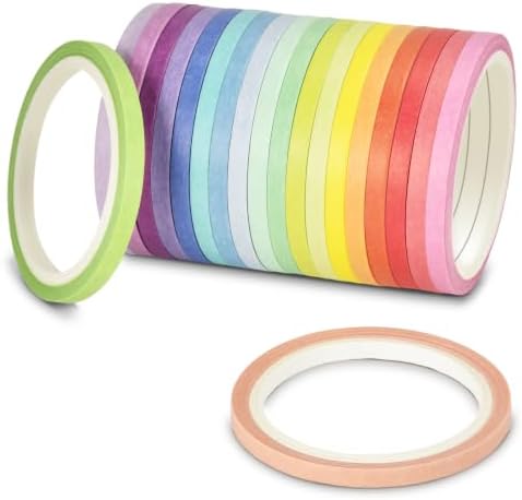 Colorful Washi Tape Set, 20 Rolls Decorative Washi Tape for Scrapbooking Planner Bullet Journal Crafts DIY Art Supplies Gift Wrapping (3mm*5M)