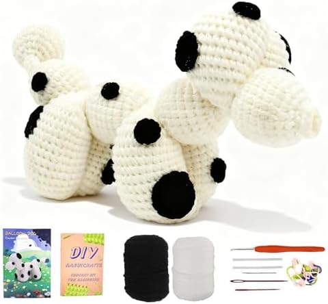 Dog Crochet Kit for Beginners, Larger Size Amigurumi Starter Kit with Step-by-step Tutorial Video and User Manual, Easy Art Crochet Knitting Amigurumi, DIY Animal Kits Dogs Puppy Lovers