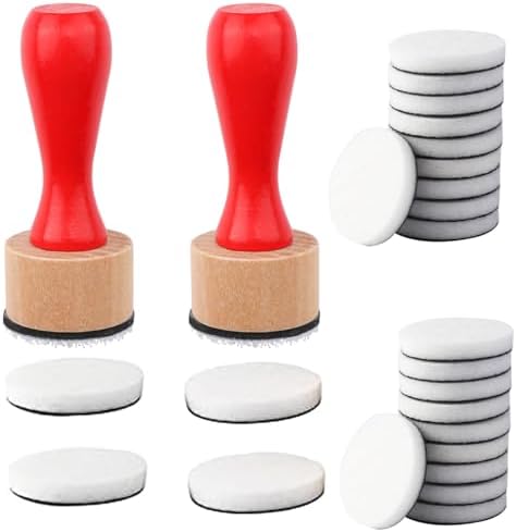 26 Pcs/Sets Ink Blending Tool Sets, Include 2 Pcs Round Ink Mini Applicator Tools and 24 Pcs Replacement Refill Foam Pads for Drawing Distressing Blending Scrapbooking & Stamping Supplies (Red)