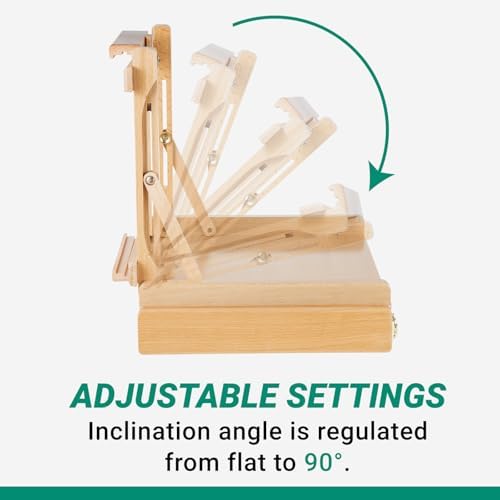 Falling in Art Adjustable Sketchbox Tabletop Easel with Storage Drawer | Portable Beechwood Desktop Easel for Painting, Suitable for Beginners and Artists, Holds up to 31"