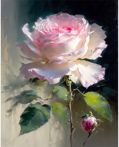 xackcme Rose Paint by Numbers for Adults, Flower Paint by Number on Canvas