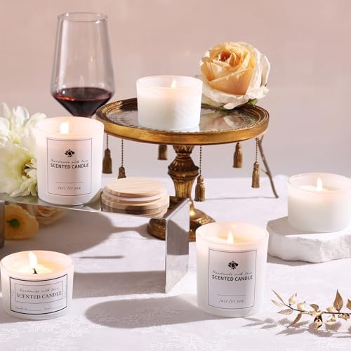 Forsted White Candle Jars with Lids, 16 Pcs Containers for Making Candles
