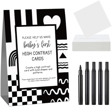 Sinload 56 Pcs Baby Shower DIY High Contrast Card Games, Simple