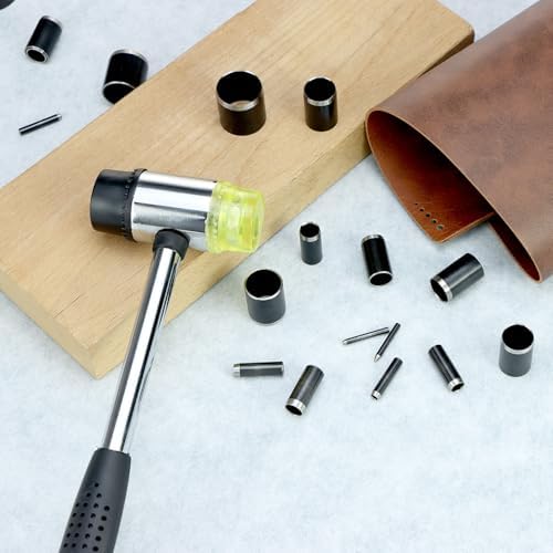 QWORK 31-Piece Leather Circle Cutter Tool Set, Round Hole Punch Cutting Dies 1–25mm 30 35 40 45 50 55, High-Carbon Steel Circular Punch Kit for DIY Crafts, Jewelry Making