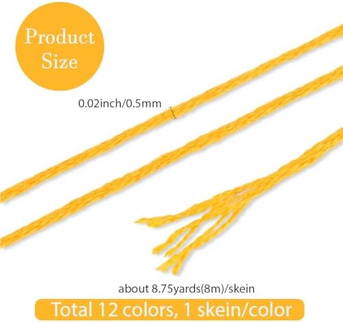 12 Skeins 6 Strands Yellow Embroidery Thread for Hand Sewing