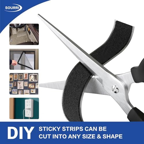 SOURRI 1 Inch x 82 Feet Hook and Loop Tape Sticky Back Fastener Roll, Nylon Self Adhesive Heavy Duty Strips Fastener for Home Office School Car and Crafting Organization