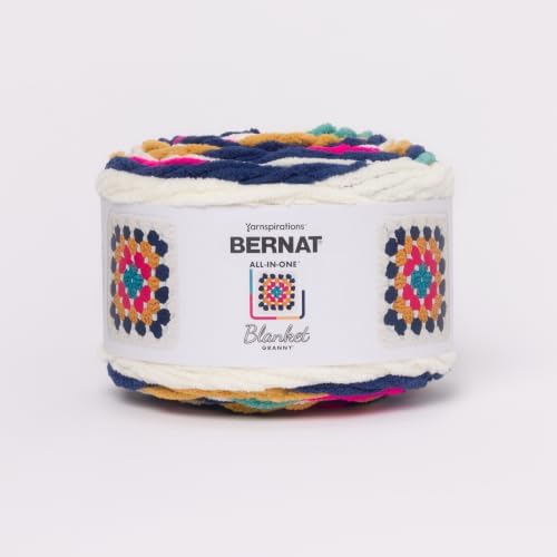 Bernat All in One Blanket Granny Soft Crochet Yarn, Retro Pop, 2-Pack