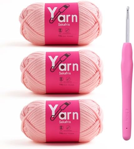 Crochet Yarn with Cotton Yarn for Crocheting - Crochet Knitting Yarn for Beginners with Easy-to-See Stitches - Yarn for Crocheting - Parfait Chunky Yarn -Cotton-Nylon Blend (hot Pink)