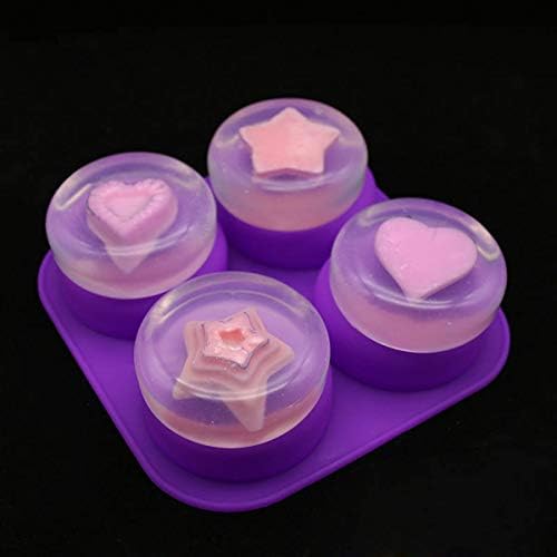 2 Pack 4 Cavity Round Silicone Molds Soap Bath Bomb Shower Steamer Bars DIY | Blue and pink flexible trays make smooth lotion bars wax melts resin crafts with easy release for homemade projects and gifts