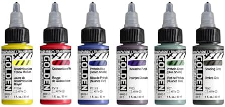 High Flow Acrylics by GOLDEN, High Flow Airbrush Set, 6 Colors, Professional Acrylic Paint