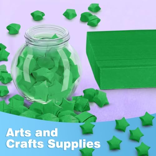 FoDau770 Solid Color Star Paper Strips - 360 Sheet, Green