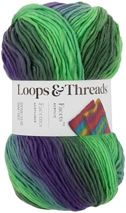 Loops & Threads Facets Yarn - Yarn for Knitting, Crochet, Weaving, and Arts & Crafts - Juniper, Acrylic, 3.5 oz