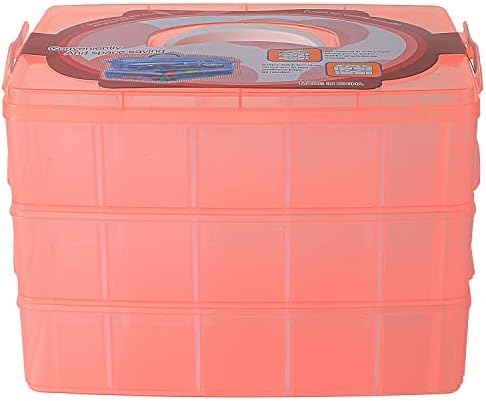 Sooyee 3-Tier Craft Storage Organizer with Dividers, Orange