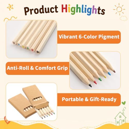 gisgfim 120 Packs Mini Colored Pencils Bulk for Kids 3.5'' Short Colored Pencil in Box Pre-sharpened Drawing Pencil 6 Color Mini Pencils for Student Teacher Classroom Easter Gift Painting Party Favor