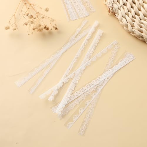 Prasacco 120 Pcs White Lace Scrapbook Stickers, Vintage Style, PET Material, Perfect for Scrapbooking, Wedding Invitations, Journals & More