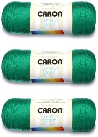 Caron Simply Soft Solids Yarn, 6oz, Gauge 4 Medium, 100% acrylic - Green - Machine Wash & Dry