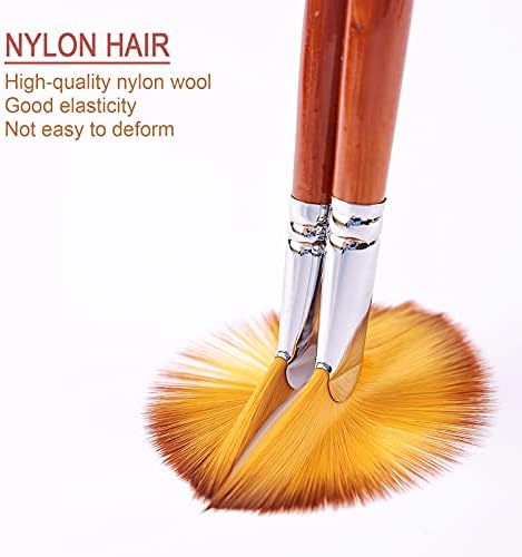 Fan Paint Brush Set, 9PCS Nylon Fan Brushes for Acrylic, Oil & Watercolor