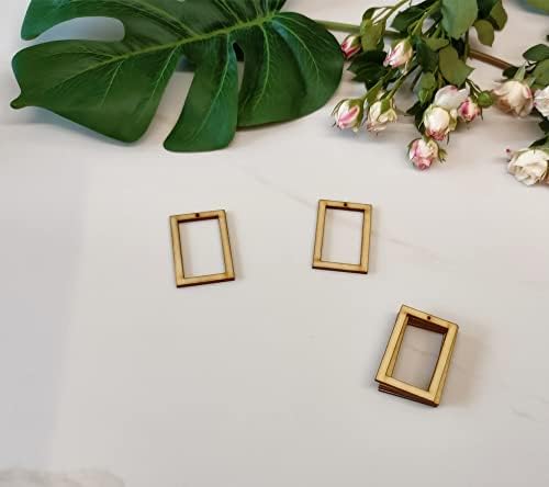 30PCS of Unfinished Wood Rectangle Frame Pendant,Hollow Square Blanks Shape,Wood Earring Hoops for Macrame Crafts DIY Earring (2'')
