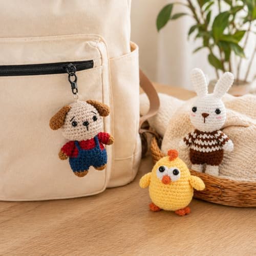 Xanlon Crochet Kit for Beginners,3pcs Animals Knitting Beginner Starter Kit