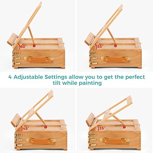 VISWIN Large Tabletop Easel with 3 Storage Drawers, Adjustable Beech Wood Table Top Easel for Painting, Portable Sketch Box for Art Supplies, Desktop Travel Art Easel for Adults, Artists, Students