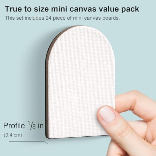 AUREUO Retro Magnetic Mini Canvas Boards for Painting - 2.5 Inch 24 Pack Shaped Small Canvases for Crafts Tiny Painting Canvas Panel for Acrylic Paint & Markers Art Gift