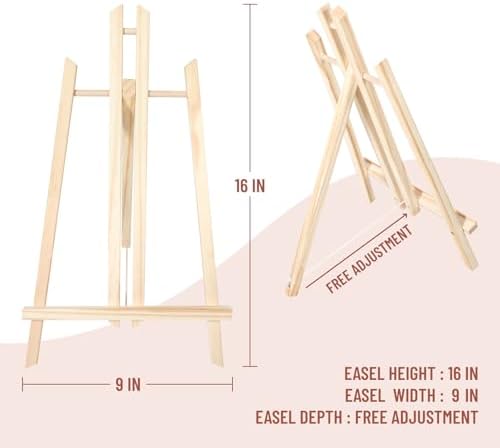 Wooden Canvas Panels with Easel Set – Complete Art Supplies for Artists, Includes 16x9 Easel, 12x12 Wooden Canvas Panels for DIY Crafts-Spring Family Fun