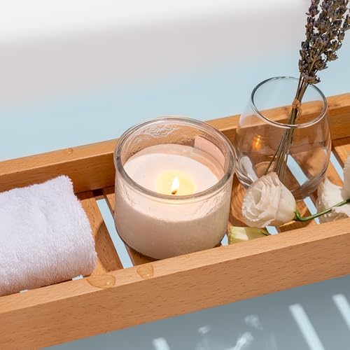10 oz Clear Mandala Glass Candle Jars with Bamboo Lids, 9 Pack