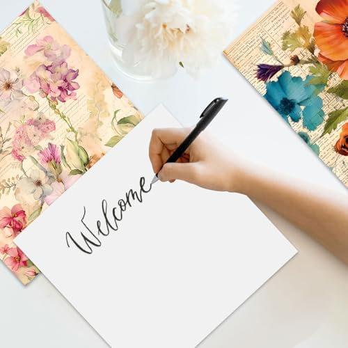 Vintage Floral Scrapbook Paper Pad, 24 Sheets 6''x 6'' Flowers Patterned Designed Decorative Decoupage for Wedding Folded Card Material Gift Wrapping Planners Journals DIY Crafts Photo Album